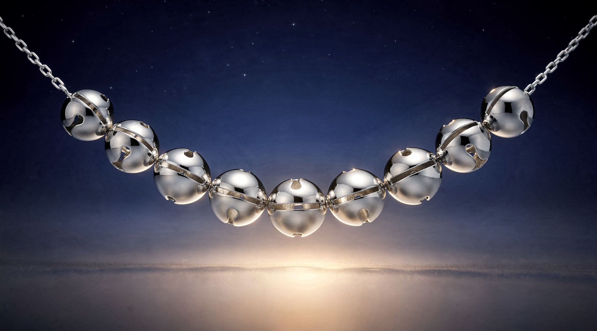 A necklace of seven silver bells
